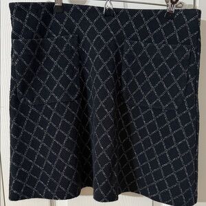 LOFT Black and White Checkered Midi Skirt